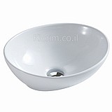 כיור חרס מונח אובלי לבן/פרגמון 410X335X140 כיור חרס מונח אובלי לבן/פרגמון 410X335X140